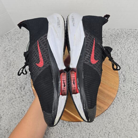 Nike Mens 12 Air Zoom Tempo Next% Flyknit Black Flash Crimson Road Running Shoe - Picture 7 of 12